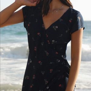 Hollister Navy Floral Wrap Dress
